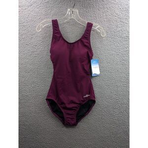 NWT Dolfin Aquashape Women's Moderate Scoop Back Purple One Piece Swimsuit sz 6